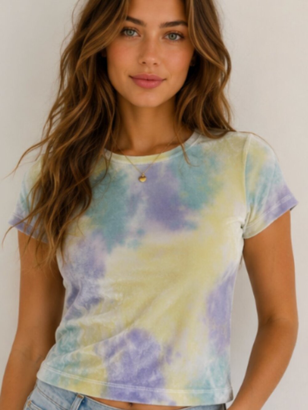 $95 CAD Free People Bright Eyes Tie Dye Velvet Tee Size S Pastel Multi